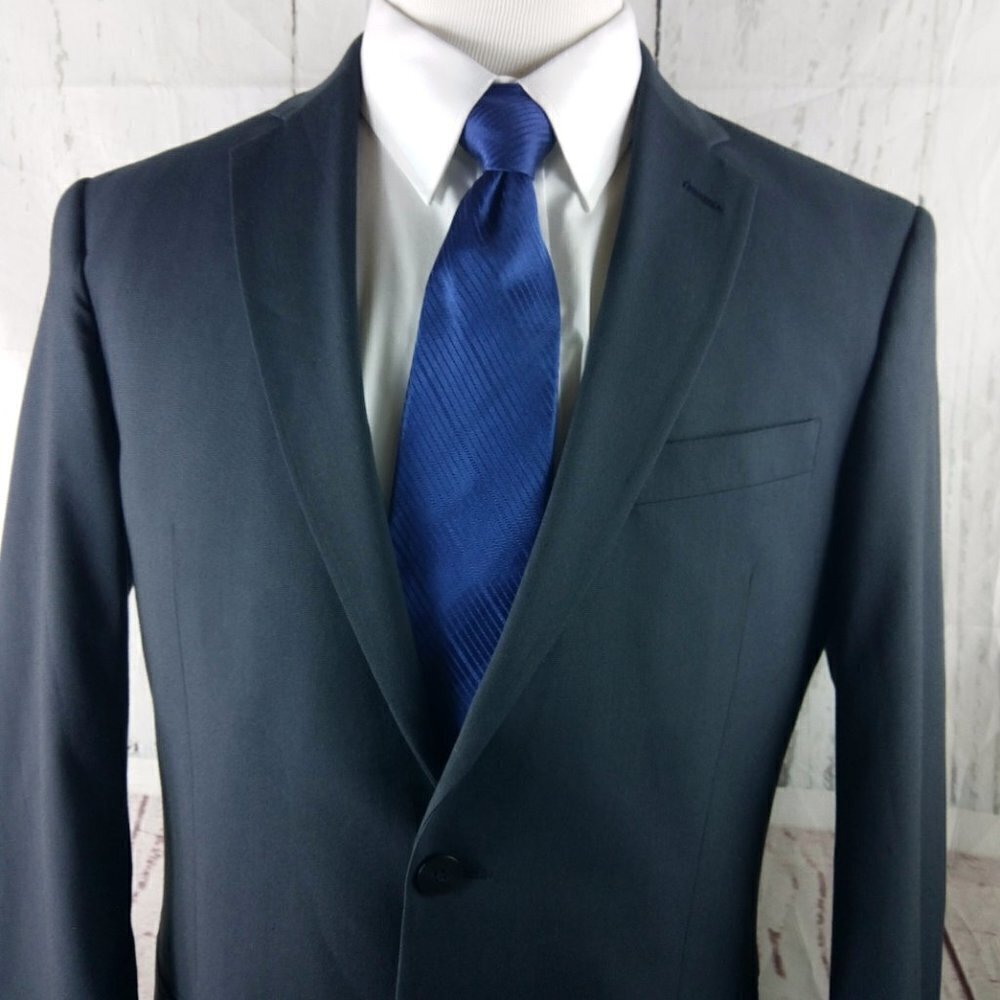 Marc Ecko 40l 2 Button Blue Suit Blazer Jacket - image 3